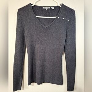Y2K JP. Evlution S Grey Navy Longsleeve Ribbed Knit Bella Swan Twilight Shirt